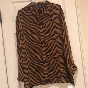 Lauren Ralph Lauren Zebra Print Blouse - Brown and Black